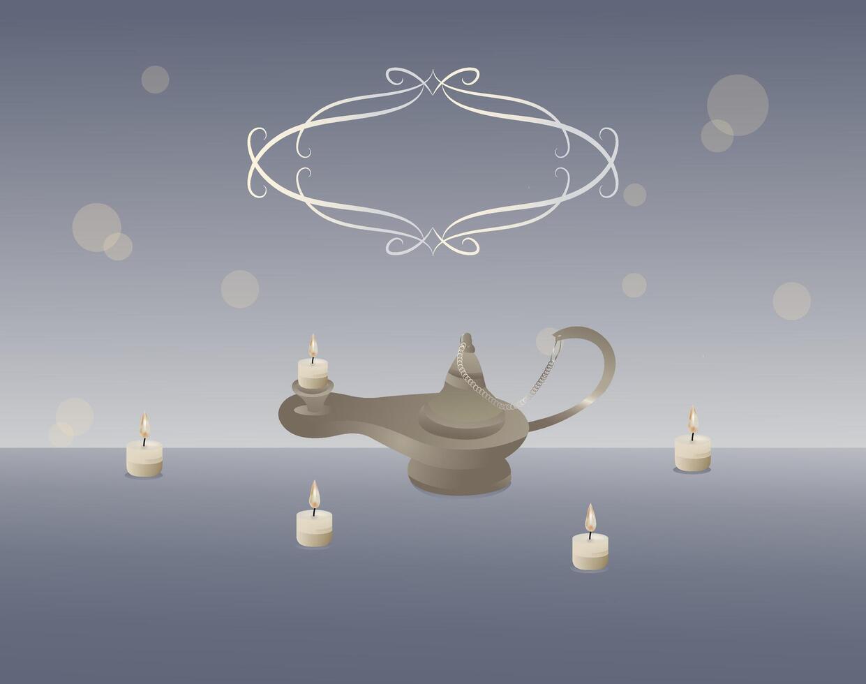 candlelight and lantern on decorate background vector