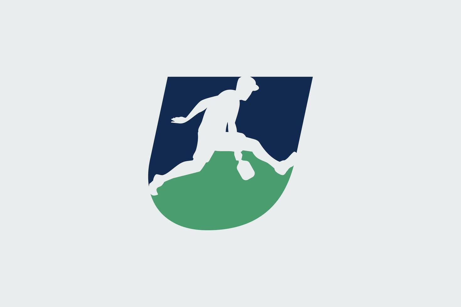 letter u logo with a jumping pickleball player silhouette. It is good for team logo, club, t shirt, sticker, etc. vector