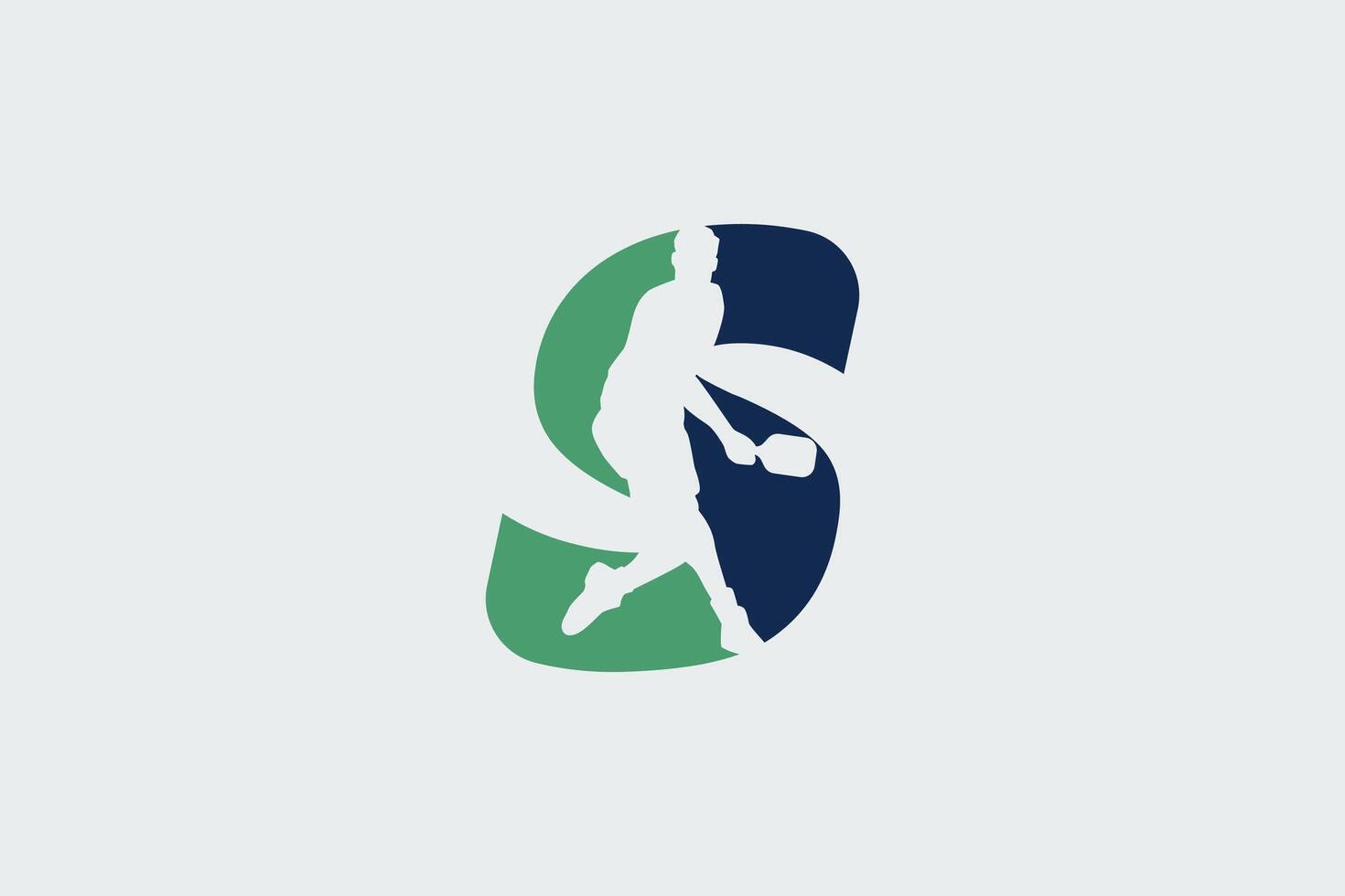 letter s logo with pickleball player silhouette. It is good for team logo, club, t shirt, sticker, etc. vector