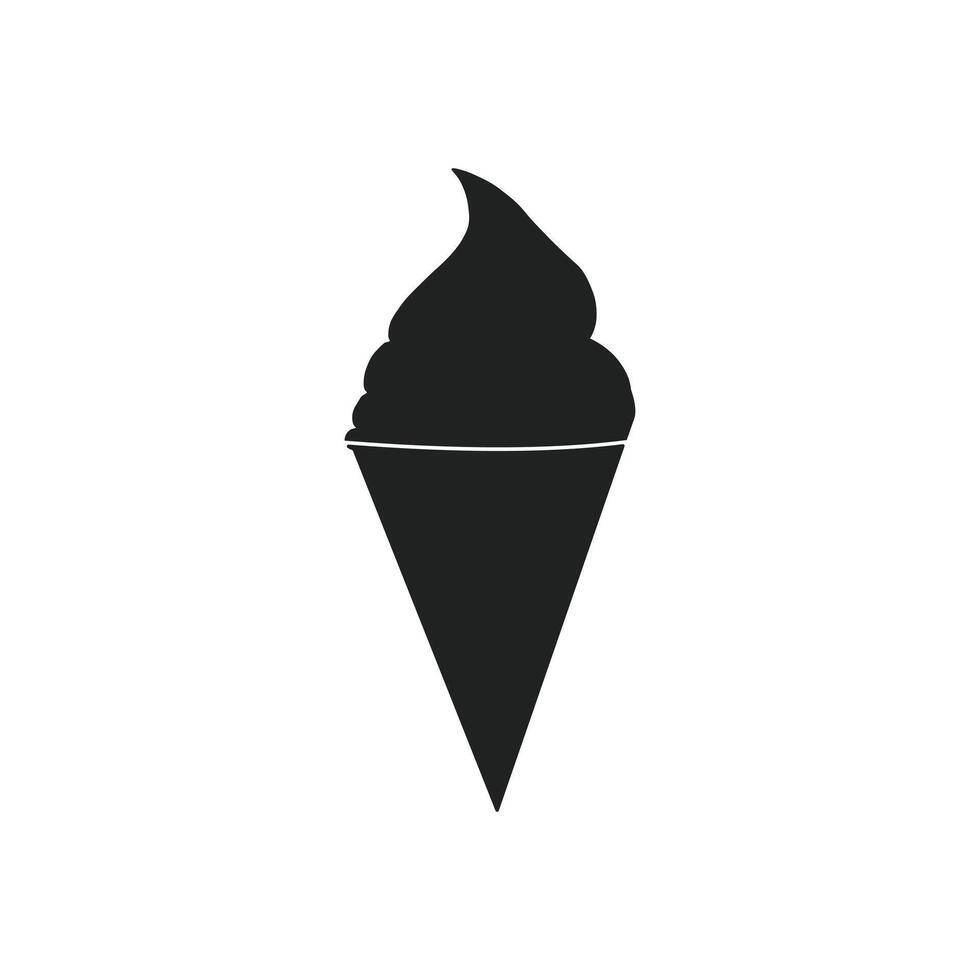 Ice cream cone silhouette illustration on white background vector
