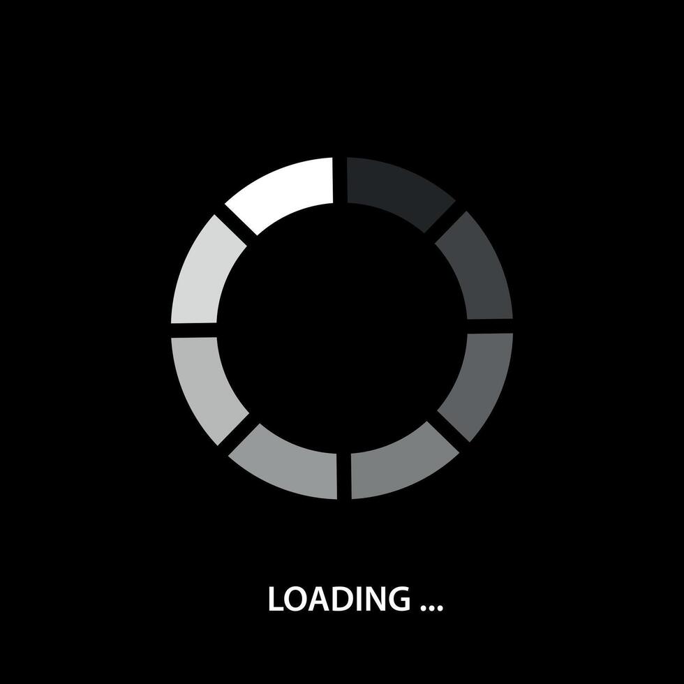 Rotating Segment Loading Icon with Text vector