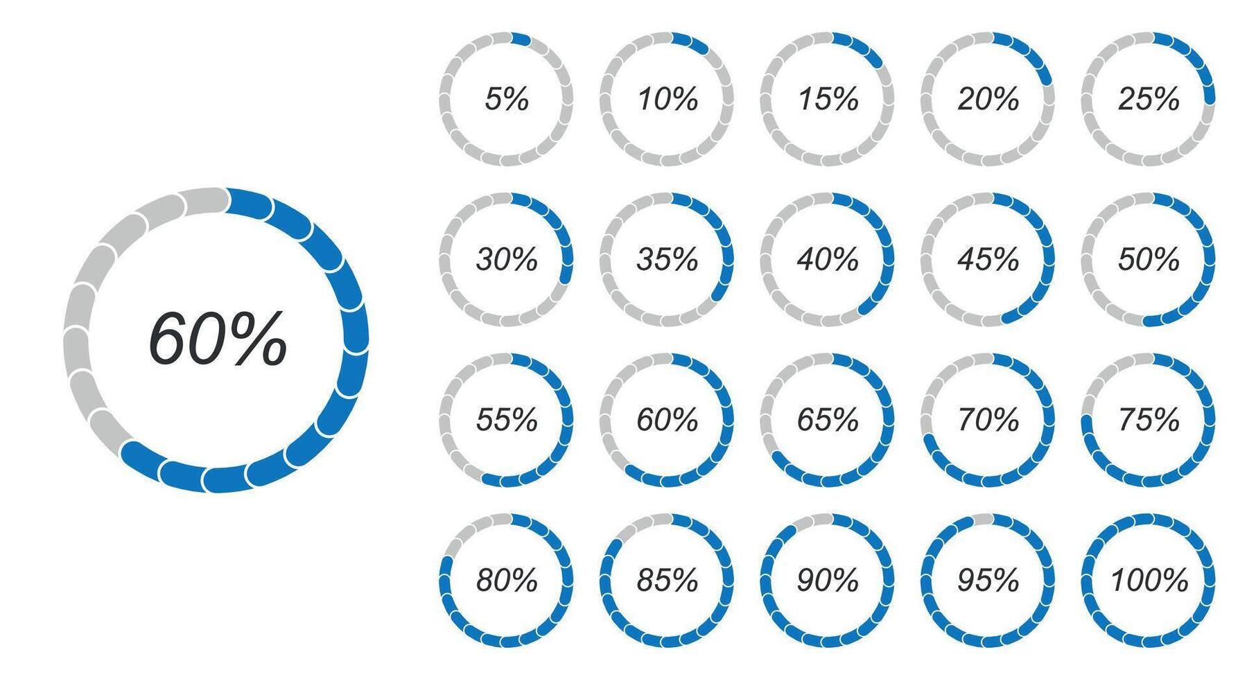 Segmented Circular Progress Chart Set vector