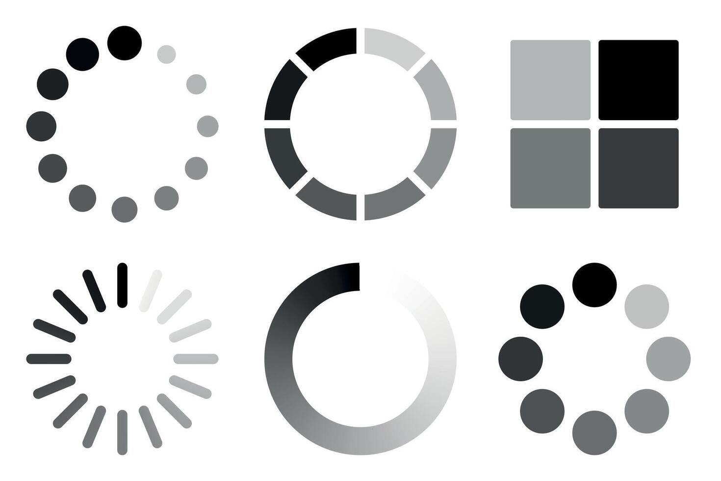 Black and White Loading Icons Set vector