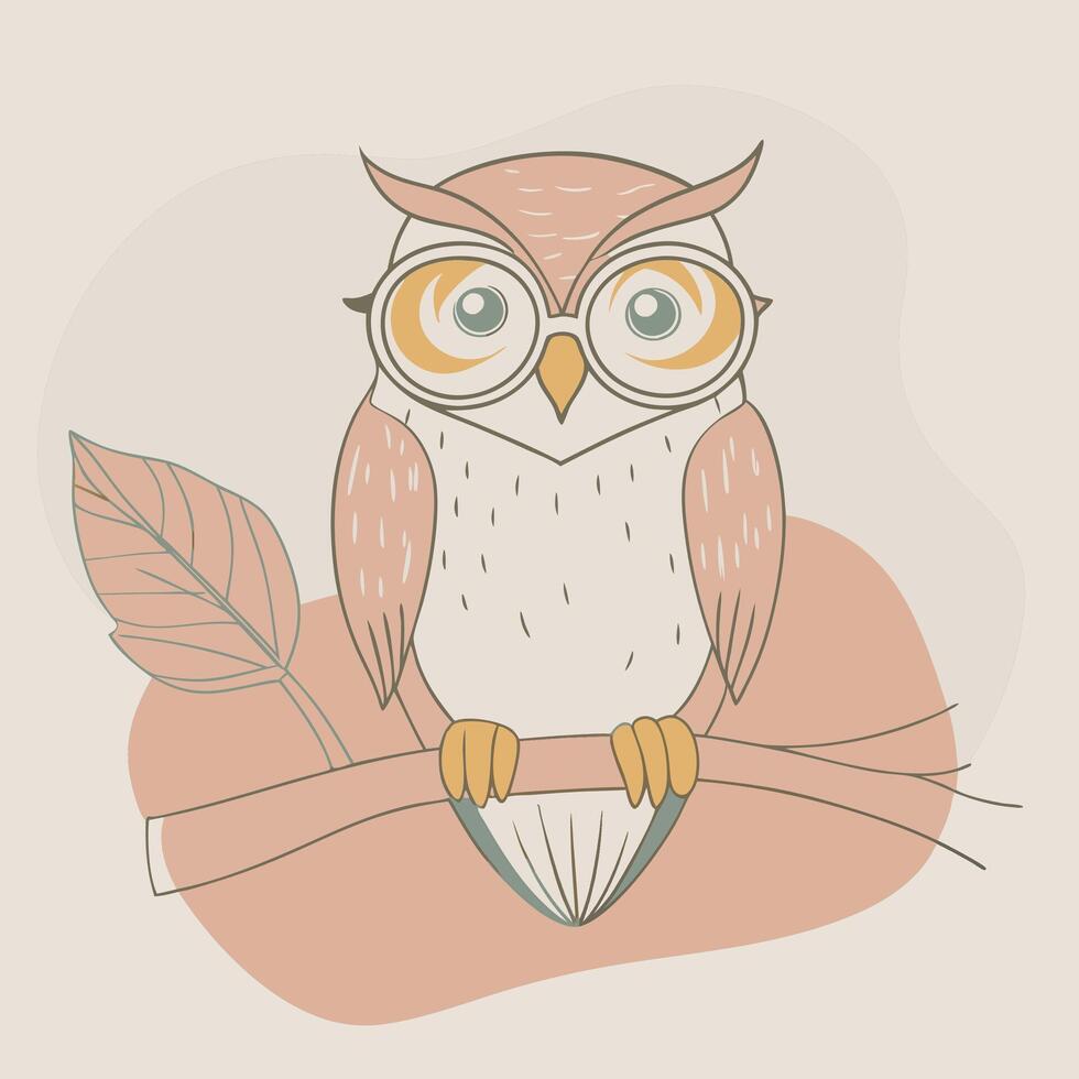 Funny Little Owl Character in Sketch Style vector