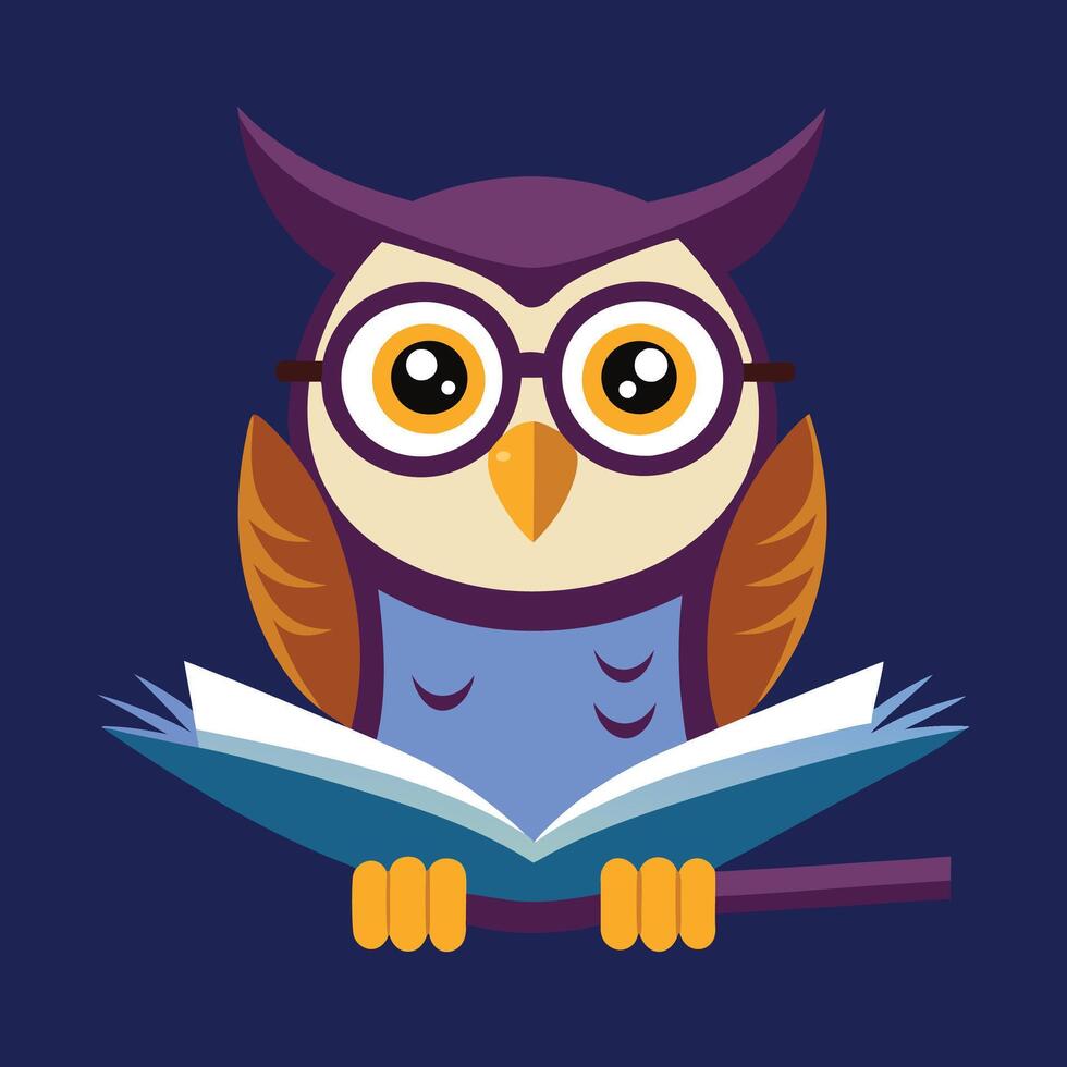Cute Hand-Drawn Owl Cartoon Illustration vector