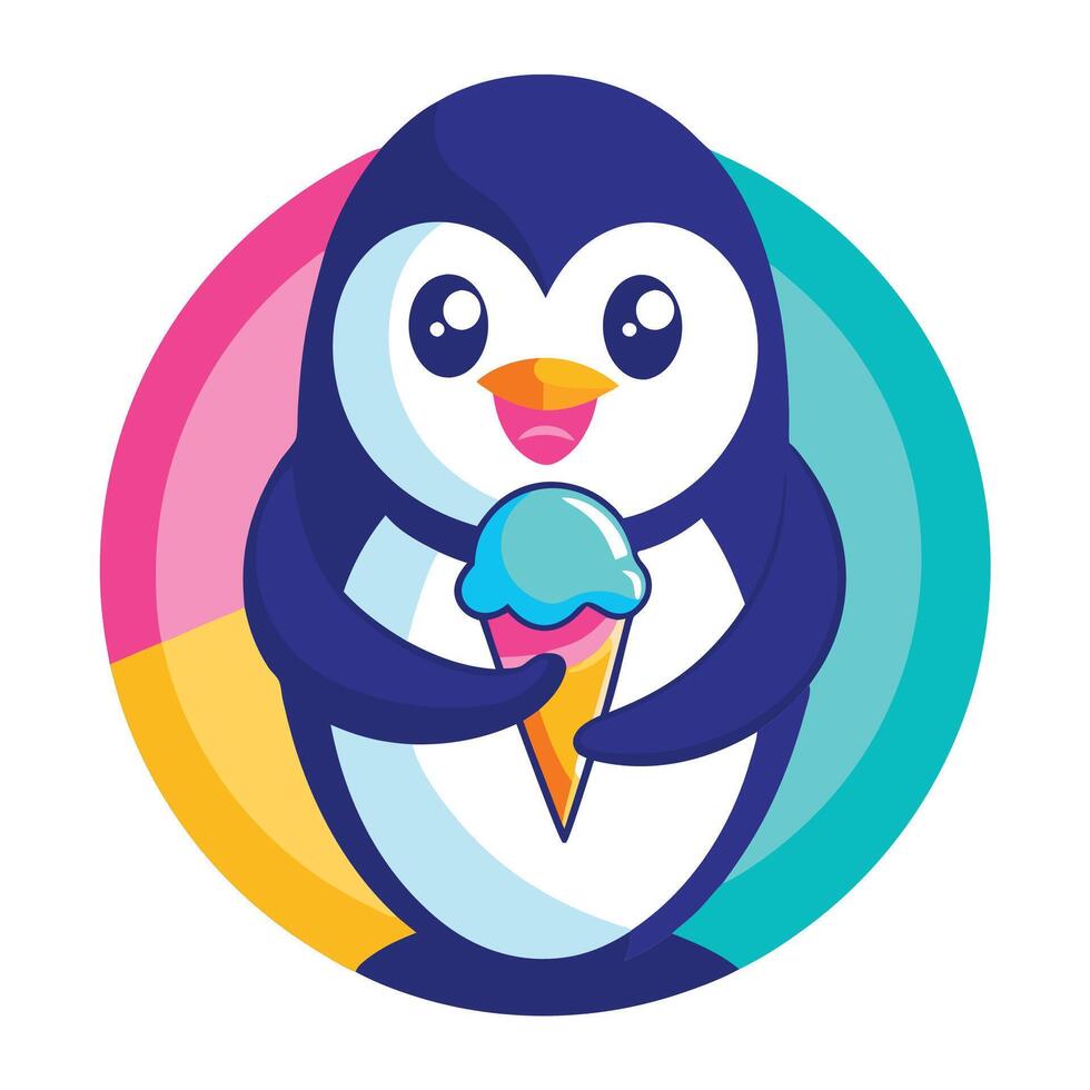 Baby Penguin Flat Style Graphic. vector