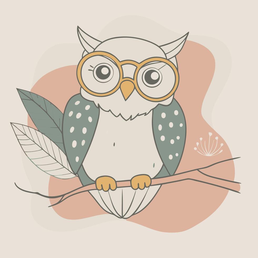 Minimalist Line Art Owl Illustration vector