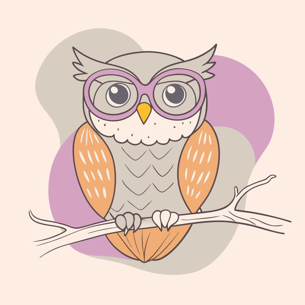 Fluffy Owl Drawing with Adorable Features vector