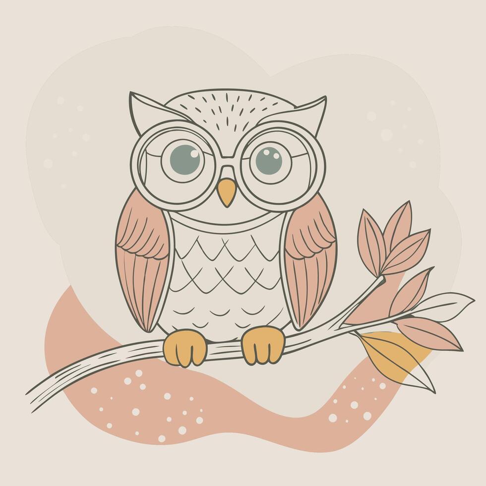 Cute Owl Character in illustration Style vector