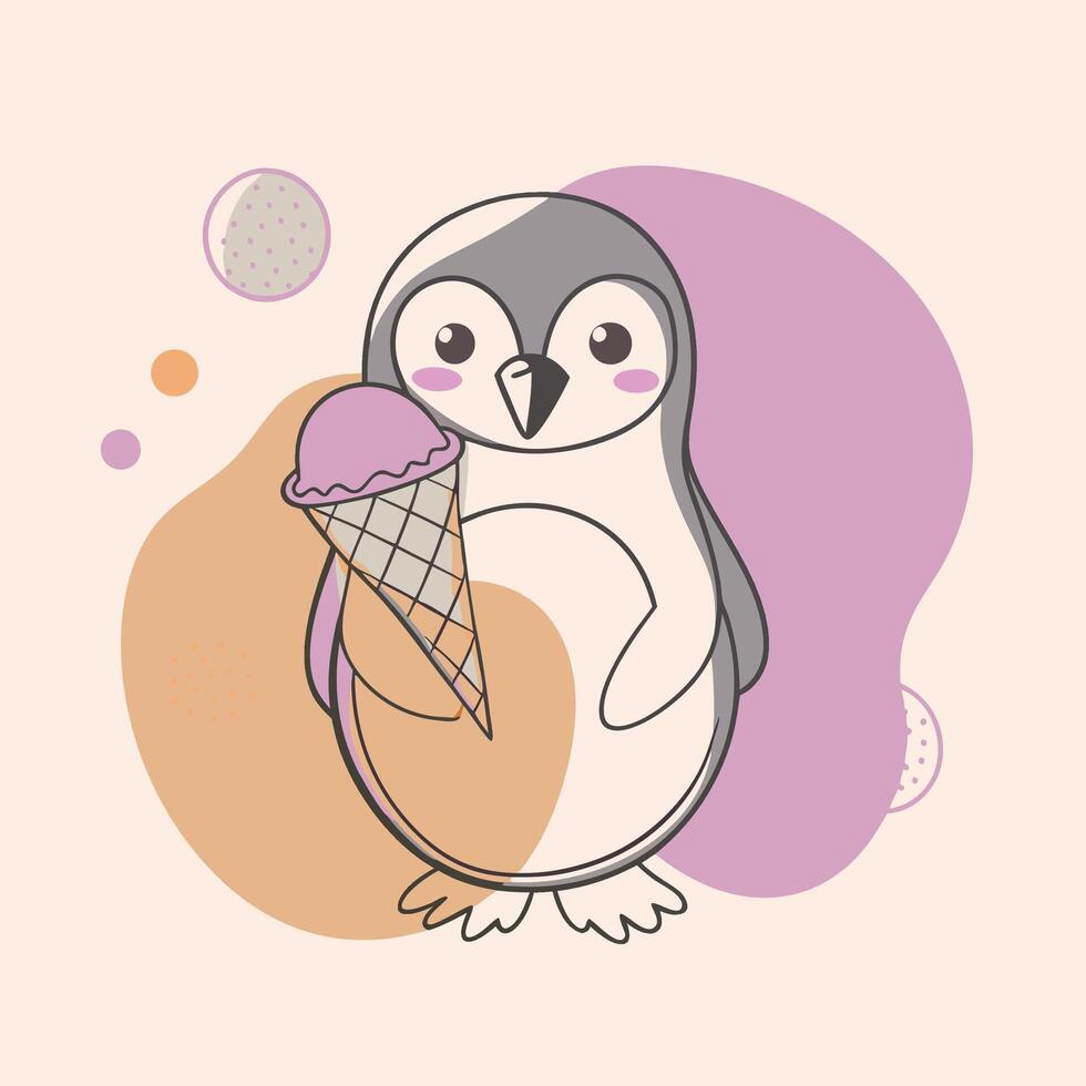 Adorable Penguin Character Art. vector