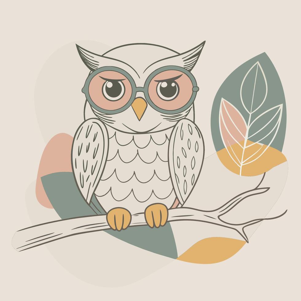 Hand-Drawn Cartoon Owl with Unique Feathers vector
