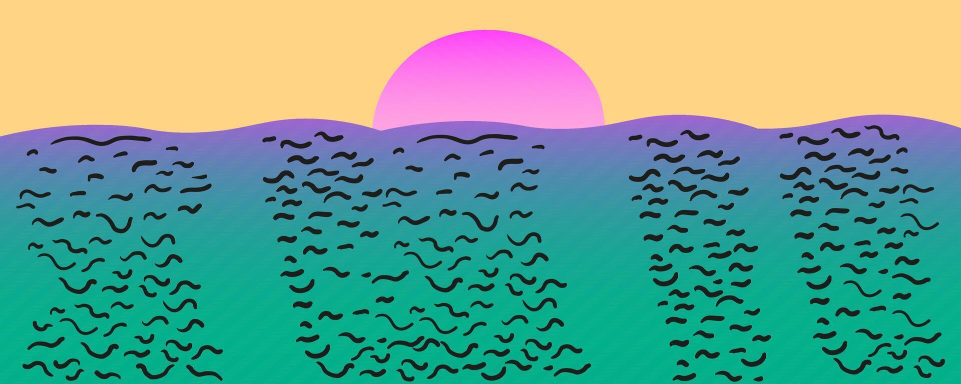 horizontal background with seascape sunrise vector