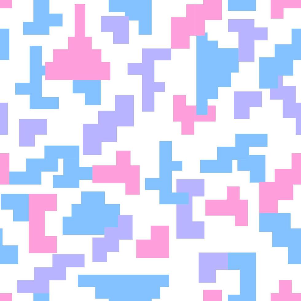 seamless pattern with abstract blue and pink pixels vector