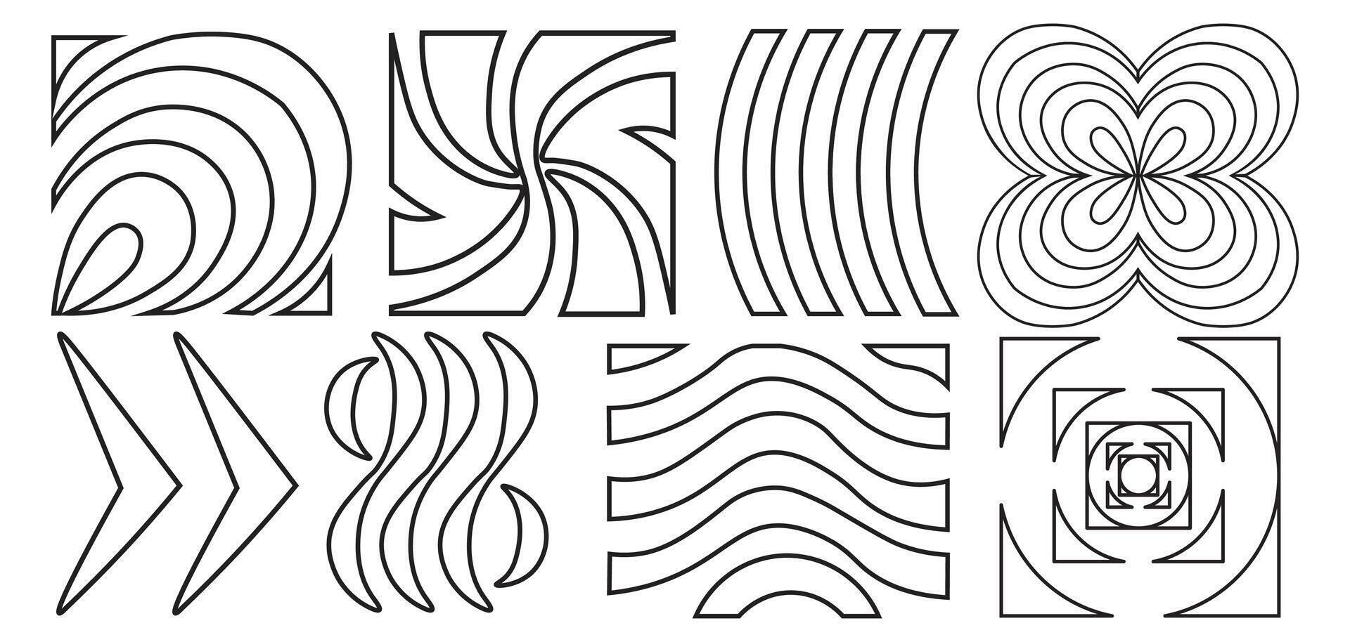 middle set of illusion ornaments in lines vector