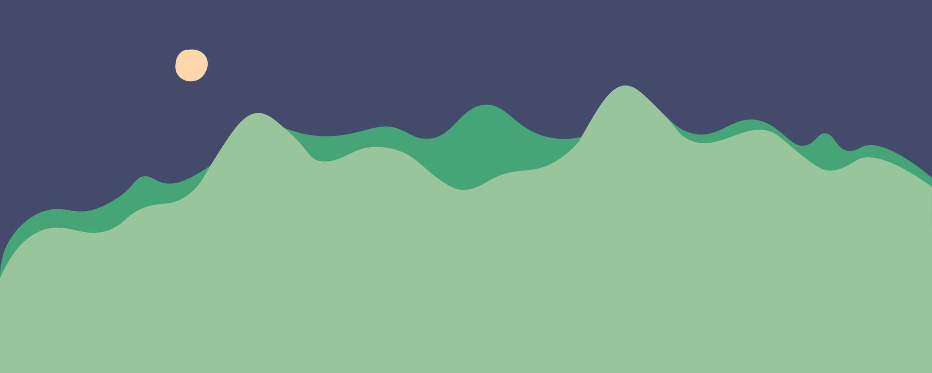abstract green hills at night background vector