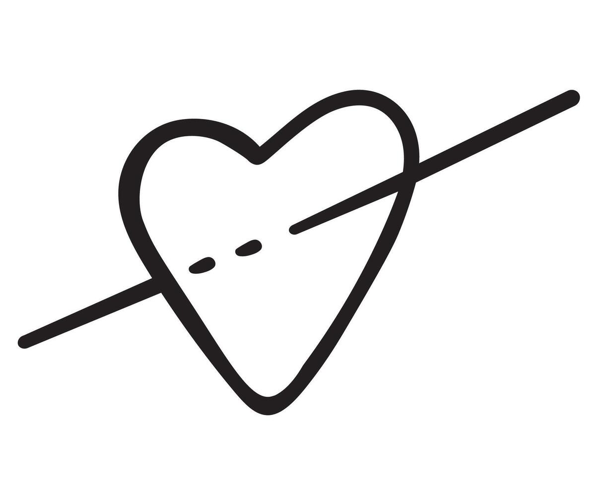 heart and line as a n arrow vector
