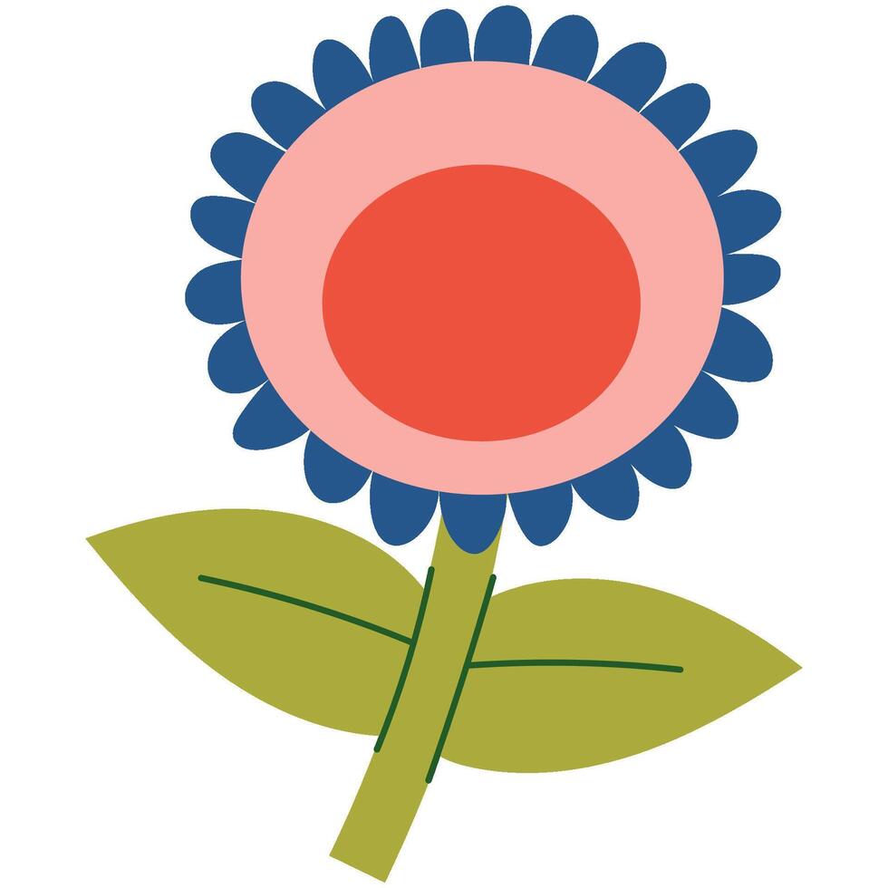 Single simple abstract flower. Minimalistic design of flower. Spring flower. Beautiful nature herb. Blossom plant. vector