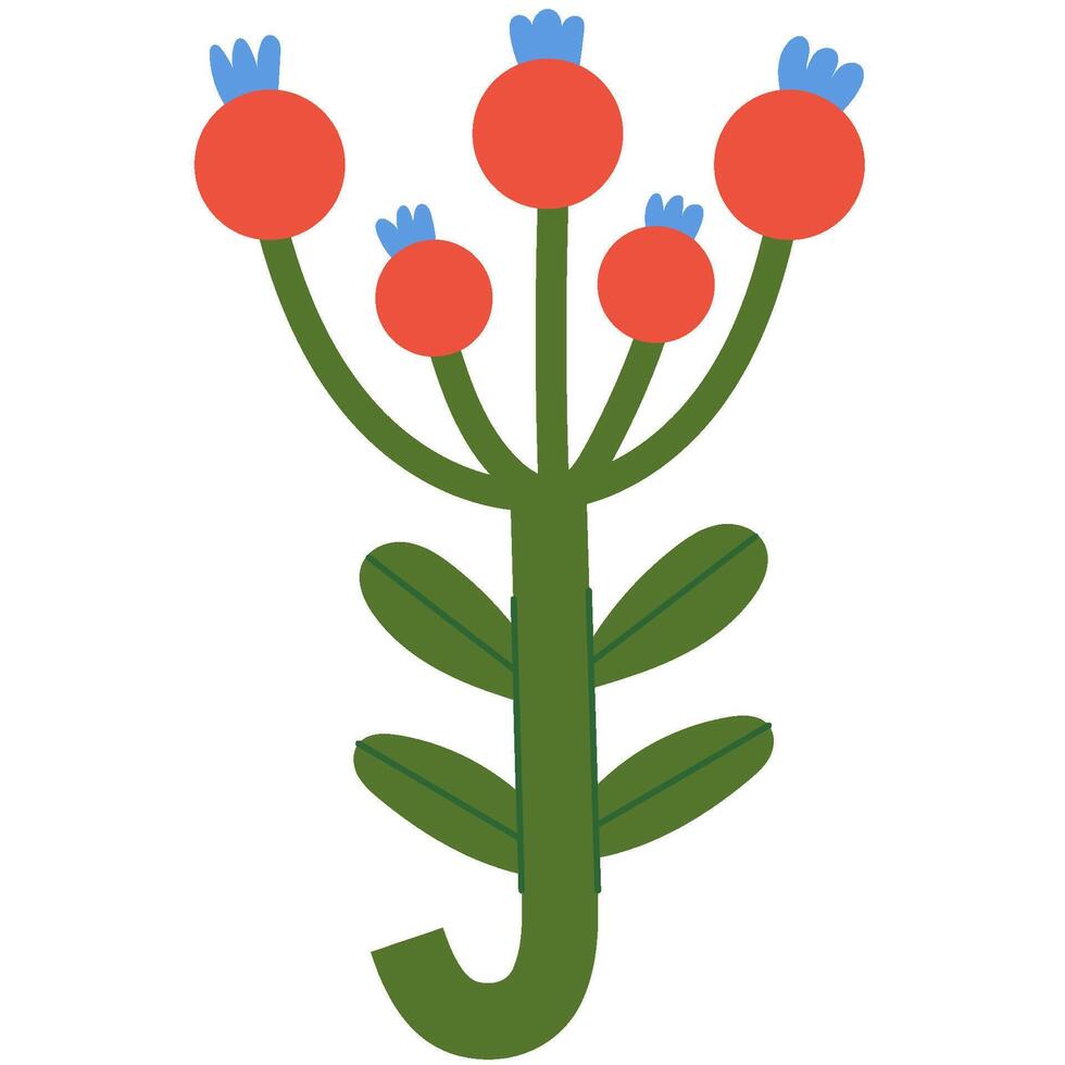 One simple abstract flower. Minimalistic design of flower. Spring flower. Beautiful nature herb. Blossom plant. vector