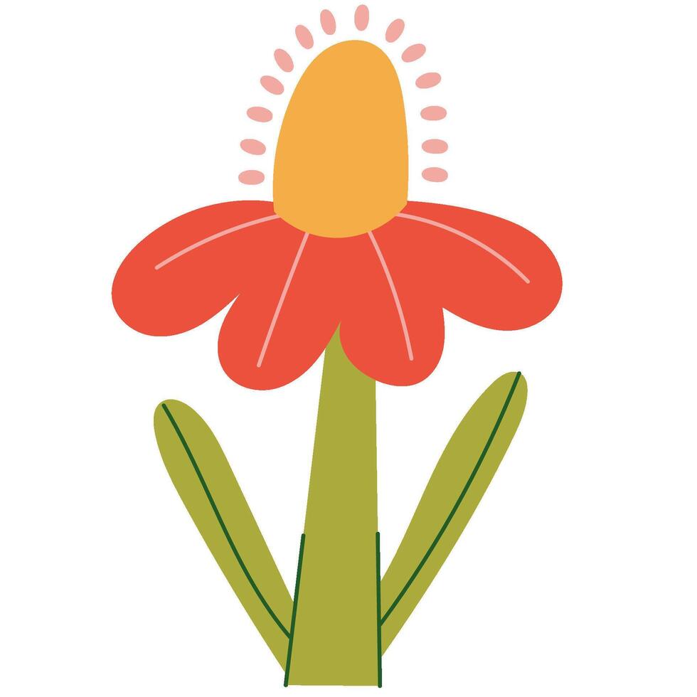 Simple abstract flower. Minimalistic design of flower. Spring flower. Beautiful nature herb. Blossom plant. vector