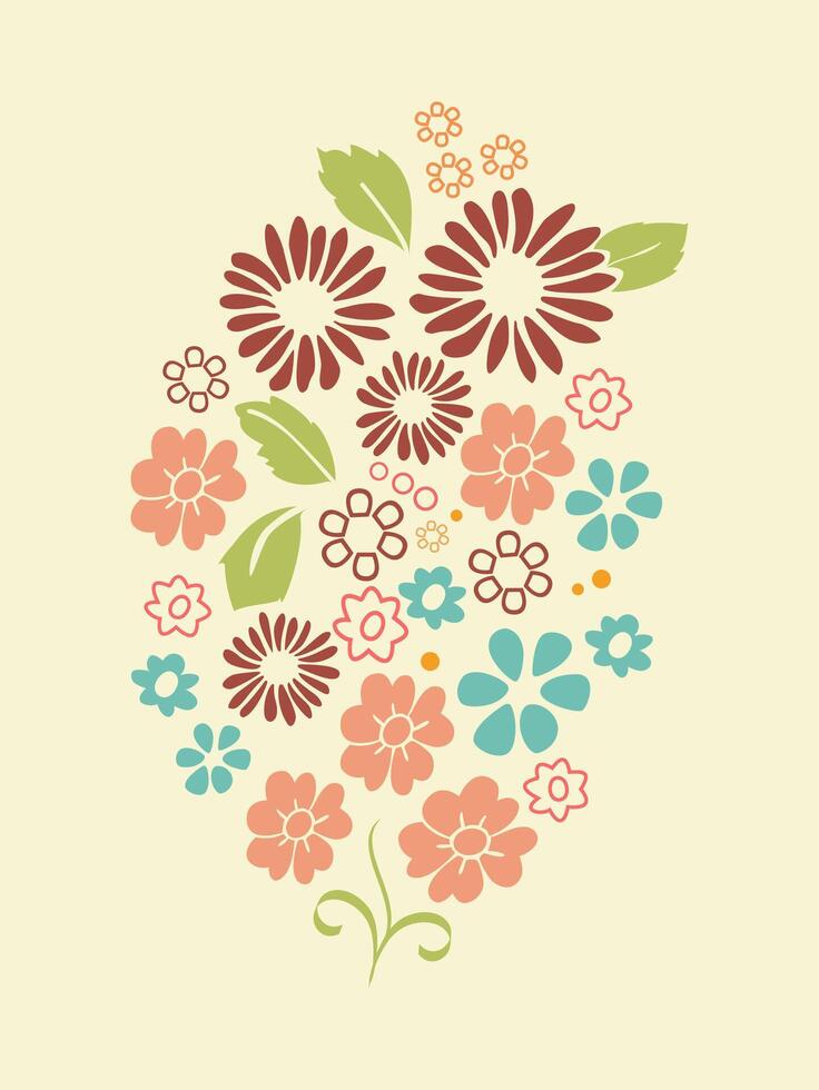 flowers and leafs pattern and background. vector