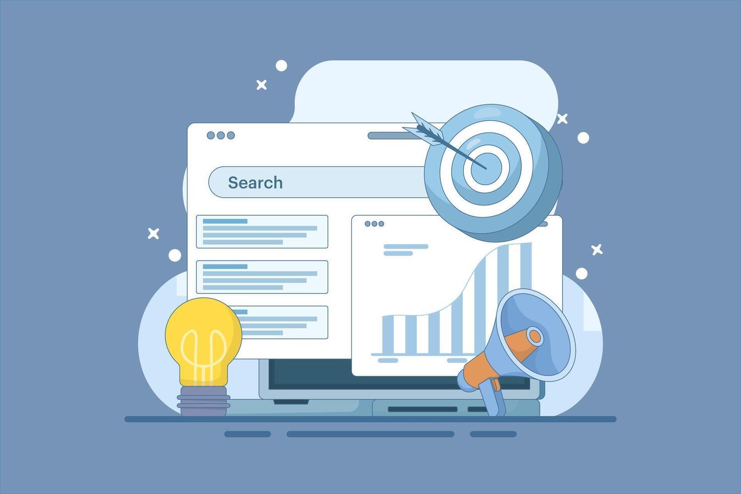 Social media remarketing concept, Targeting specific audience through social media remarketing technology, Content marketing creative ads get likes, shares and subscribers. flat design illustration. vector