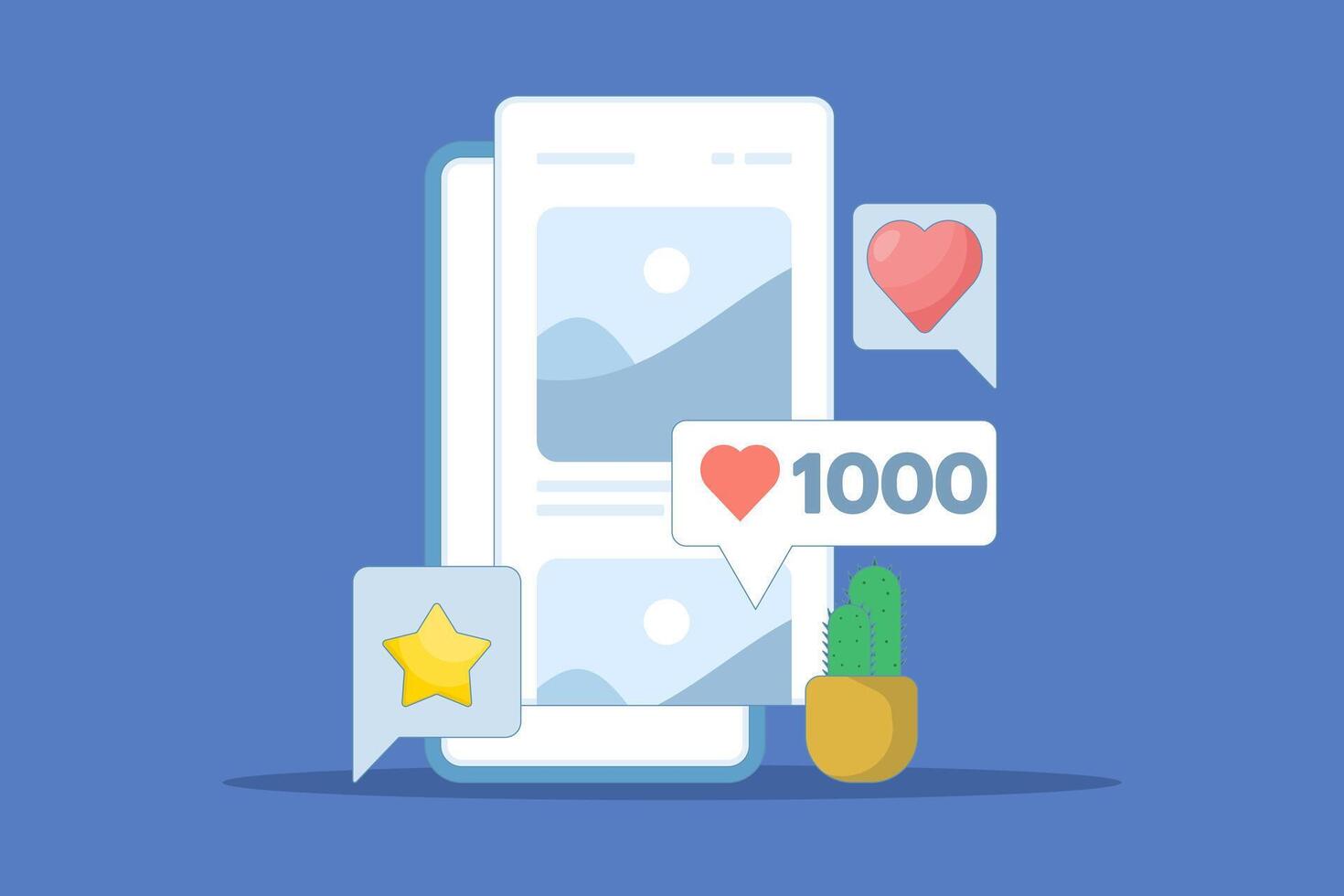 Social media networking concept. Sharing photos and images online with a list of comments such as mobile phone applications, social network followers, or article posting activities. cartoon design. vector