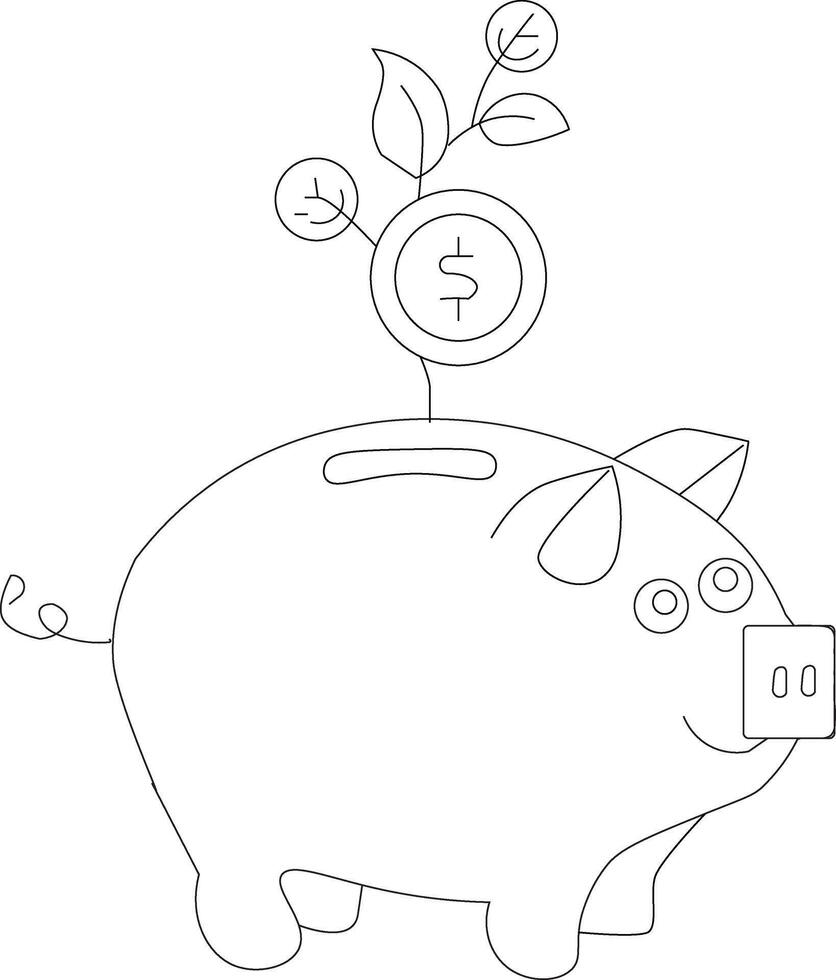 Piggy Bank Growth Icon Money Savings with Investment Plant Financial Success Symbol vector