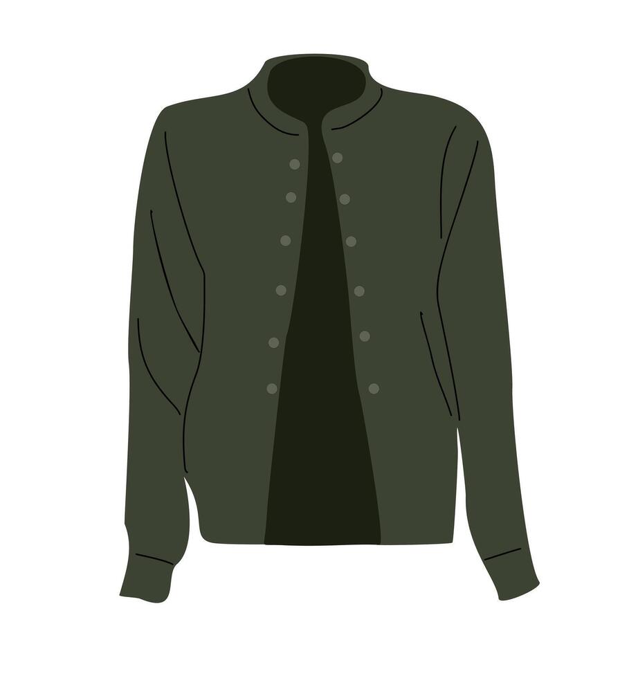 Green jacket with buttons fashion icon . vector