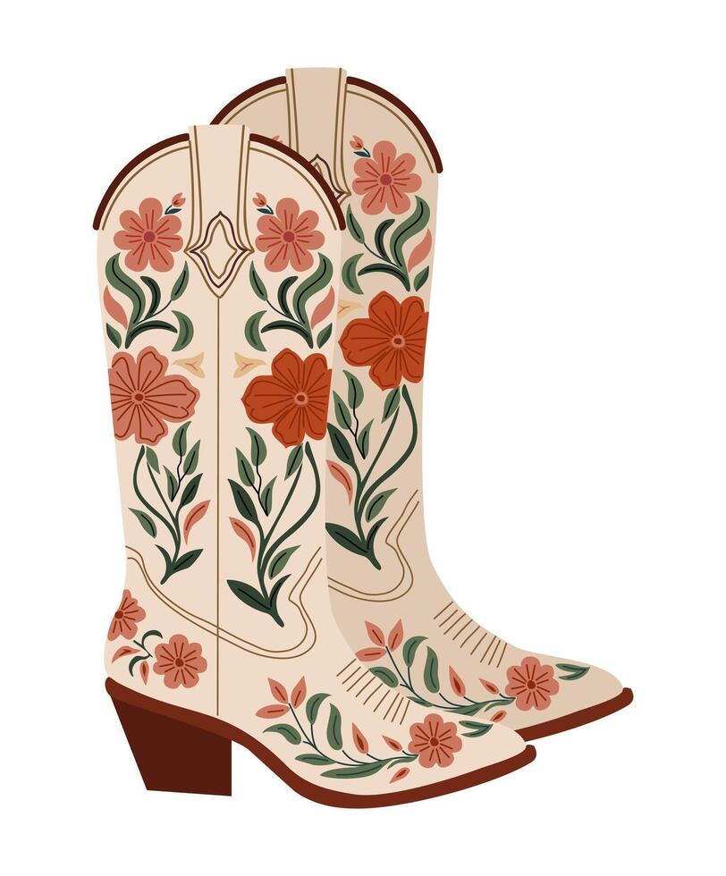 Pair of Western cowboy boots illustration. vector