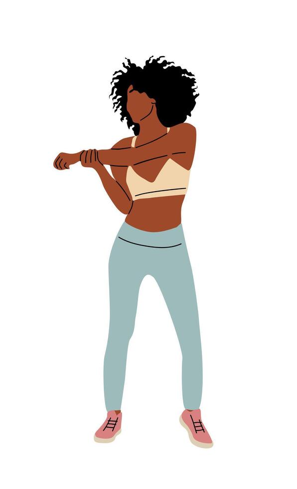 Young woman stretching her arms and legs vector