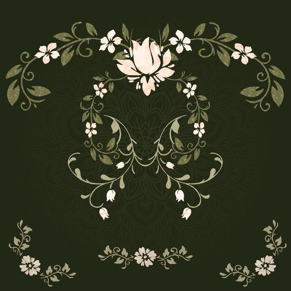 Batik Flower Watercolor element Floral vector
