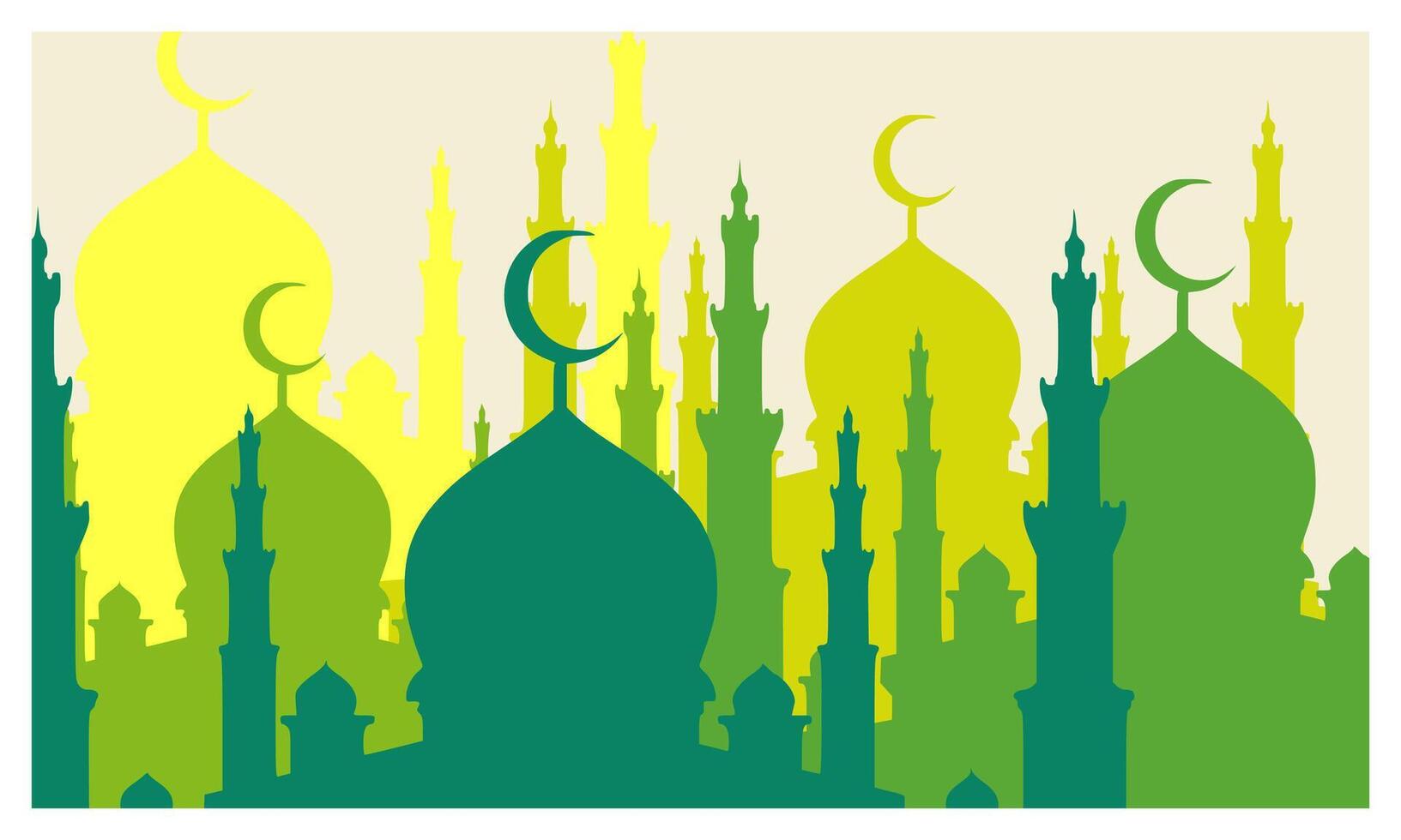 Mosque city scape theme of Islamic event for wallpaper design. Poster, media banner vector