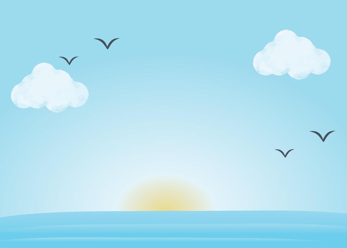 Sunset over the sea with clouds and birds vector