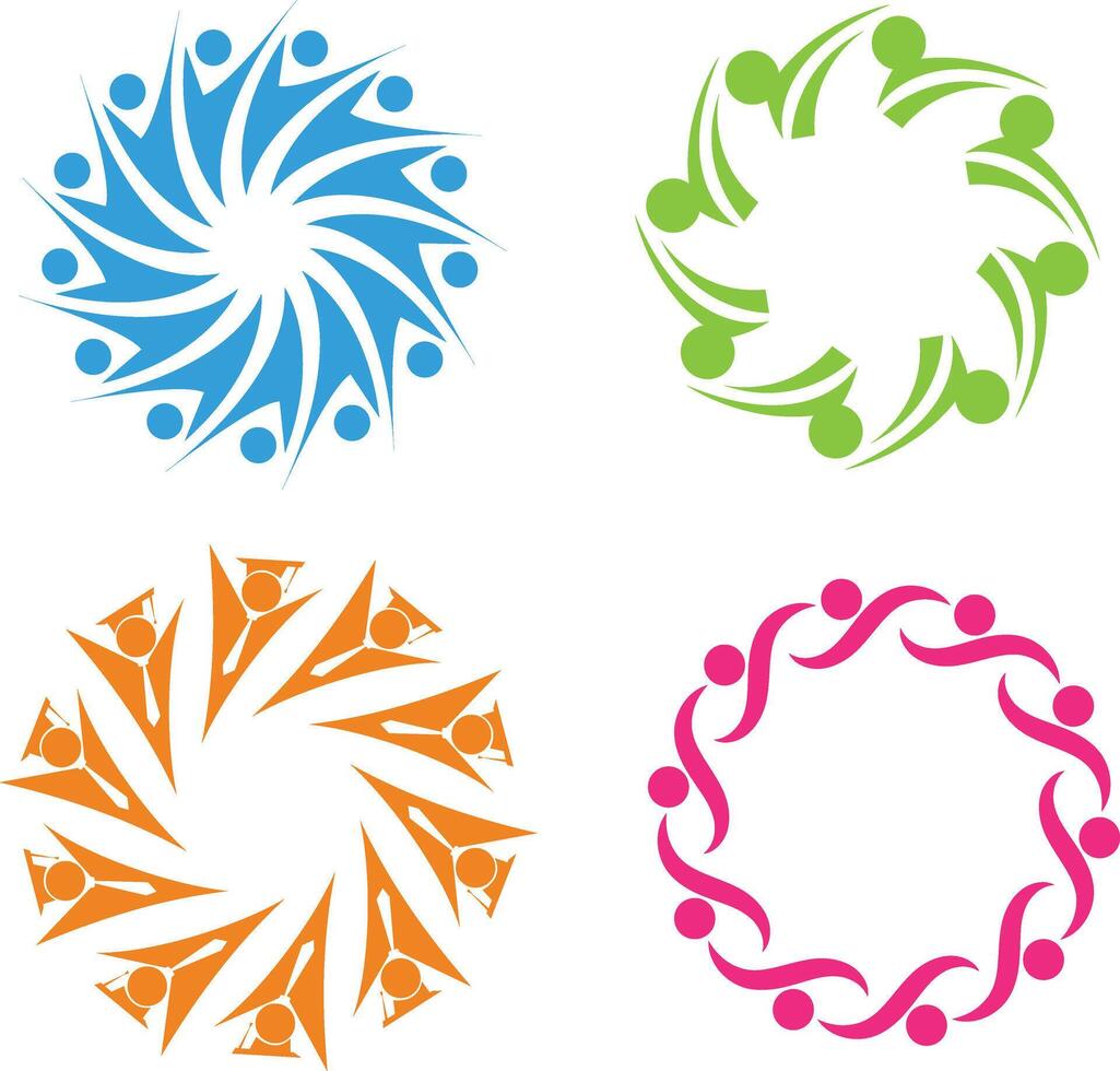 community people in circle logo design illustration vector