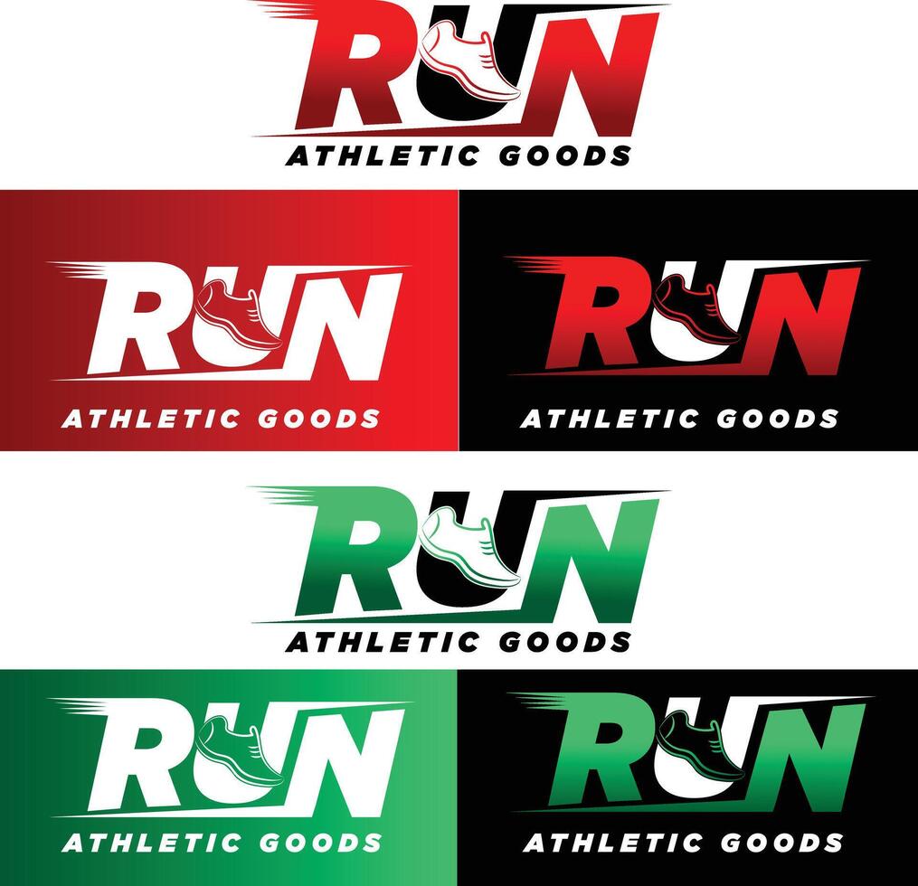 four different logos for run athletic goods vector