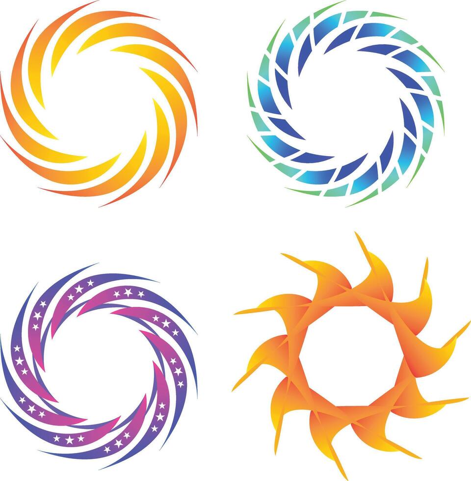 set of abstract sun and stars illustrations vector
