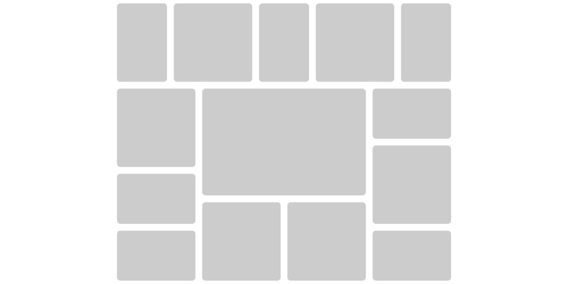 Photo layout bento mosaic ui design. Dashboard pattern, collage poster of bricks. Moodboard card wall for modular interface. Retro futurism gui infographics diagram. Corporate wireframe kit user space vector
