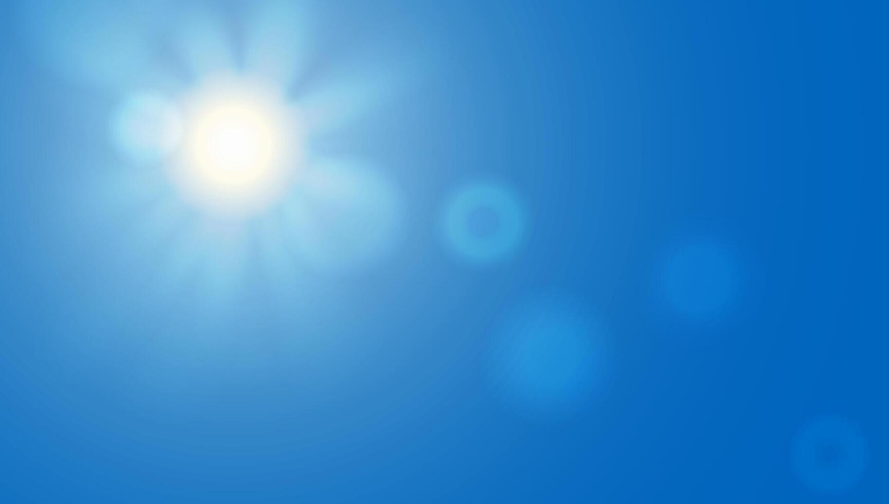 Blue sky light background. White cloud sunny summer abstract gradient. Clear day meteorology gradation pattern. wavy clouds and sunburst rays. Fresh air sunny weather spring heaven landscape vector