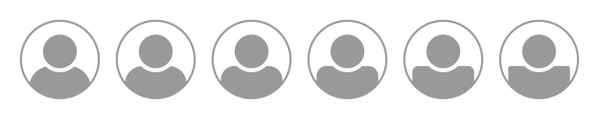 General login icon. Headshot placeholder for user avatar. Gray simple flat round portrait. Register new member on web page. Empty silhouette view vector