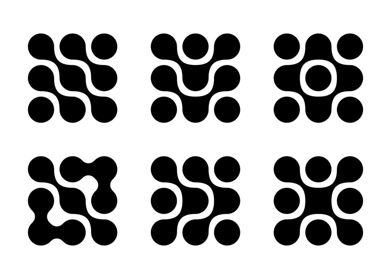 Diagonal metaball connected circles shape. Abstract nerve cell dots or computer nano net. Liquid oil curved morphs as molecule spotted waves. Arrow tech logo vector