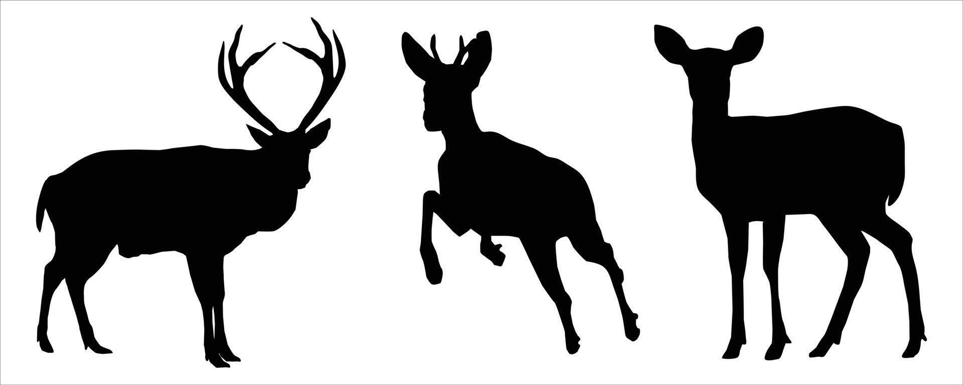 Deer silhouette combo set vector