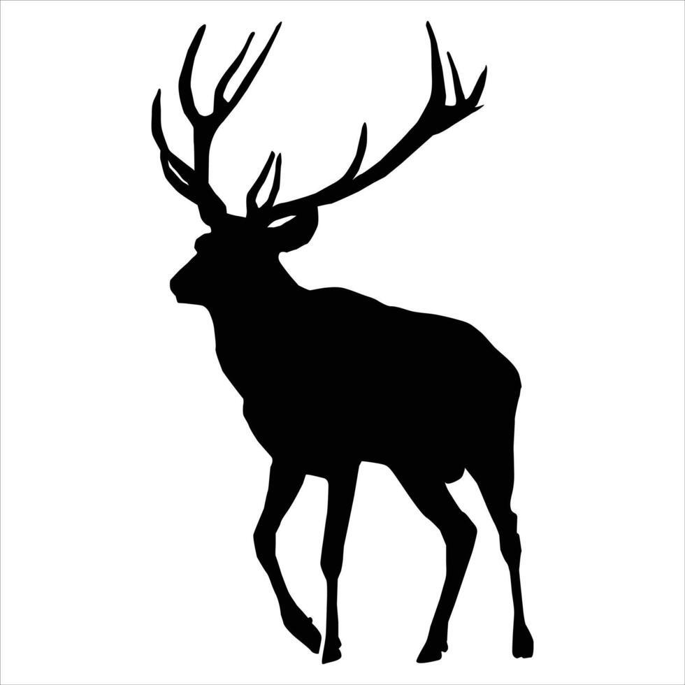 Deer black silhouette icon vector