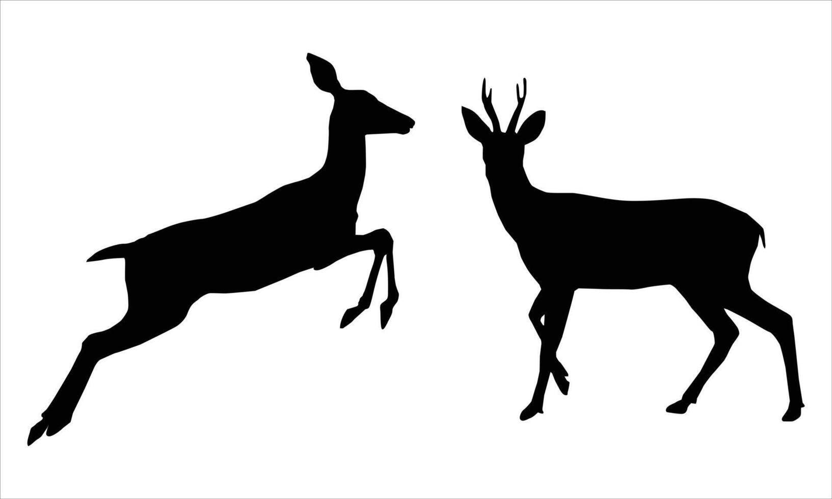 deer black silhouette set vector