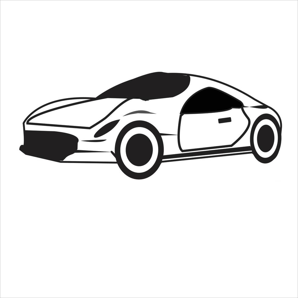 black and white car vector