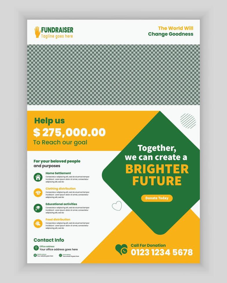 Child Charity Fundraising Program or NGO print Flyer or poster template design vector