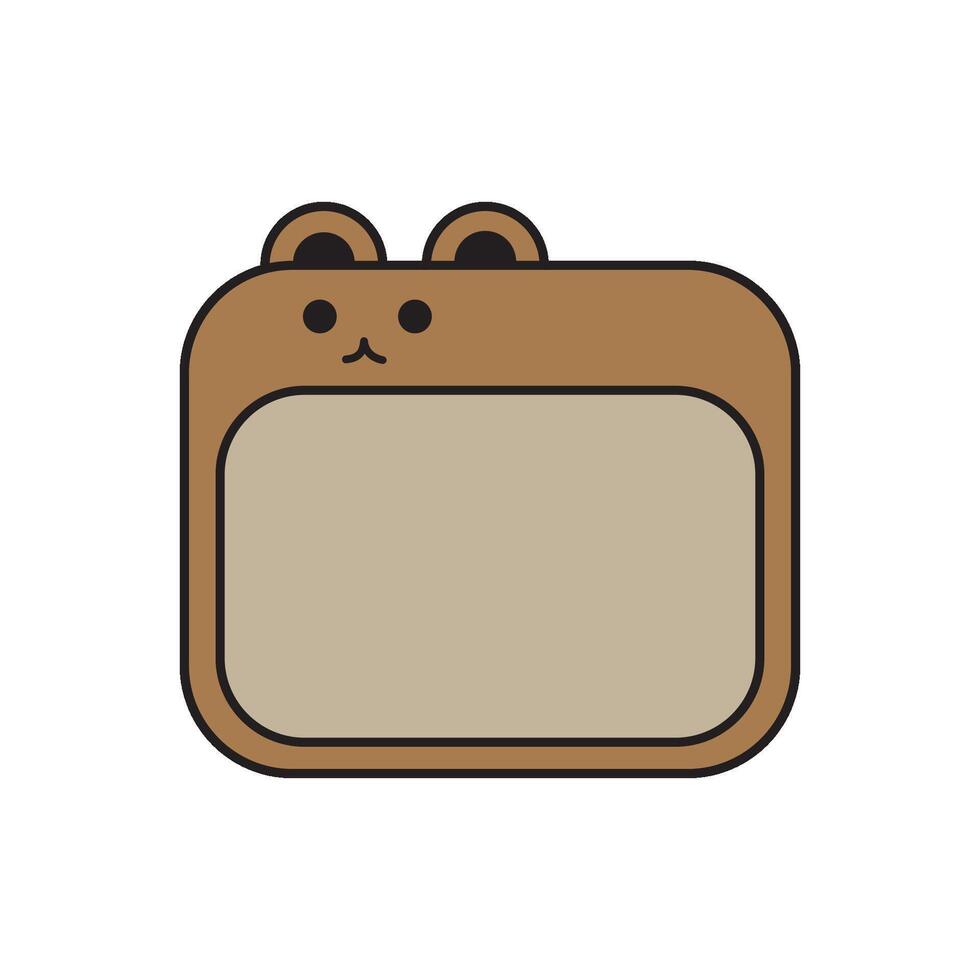Cute Brown Bear Notepad Icon in Minimalist Cartoon Style vector
