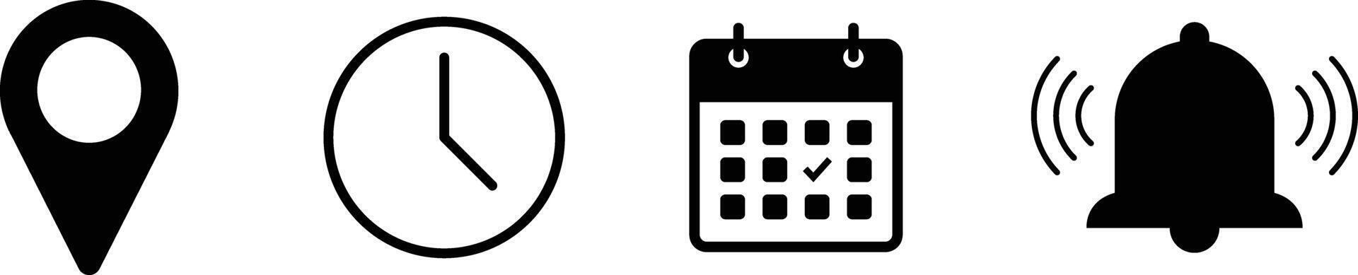 Location, time, calendar and notification icon vector