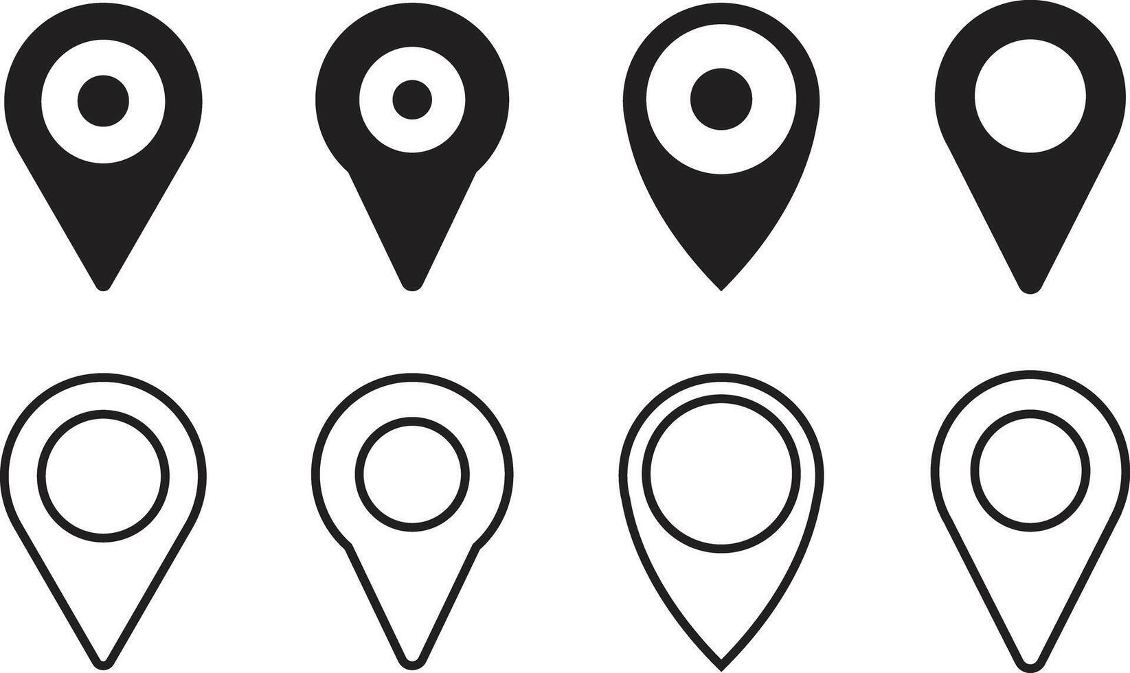 Location or map pin icons. Map marker icon. Map location symbol isolated on white background vector