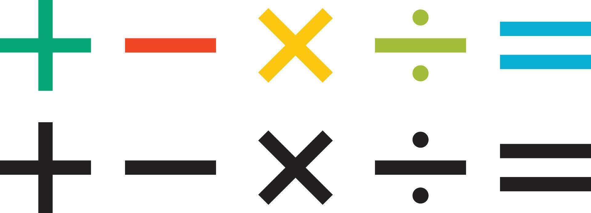 Mathematic symbol. Plus, minus, multiplication and division mathematical symbols set vector