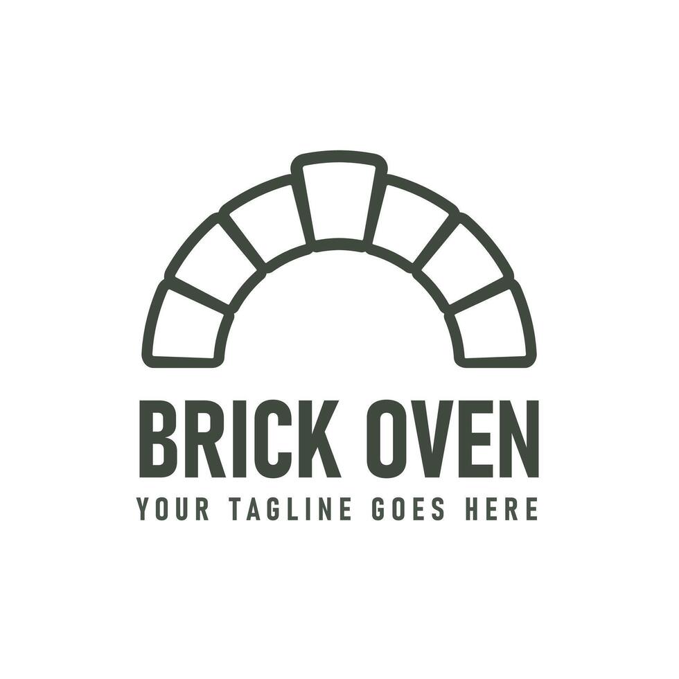 This logo illustration features a simple design with a pizza oven silhouette, creating a minimalist look ideal for a pizzeria brand or culinary business vector